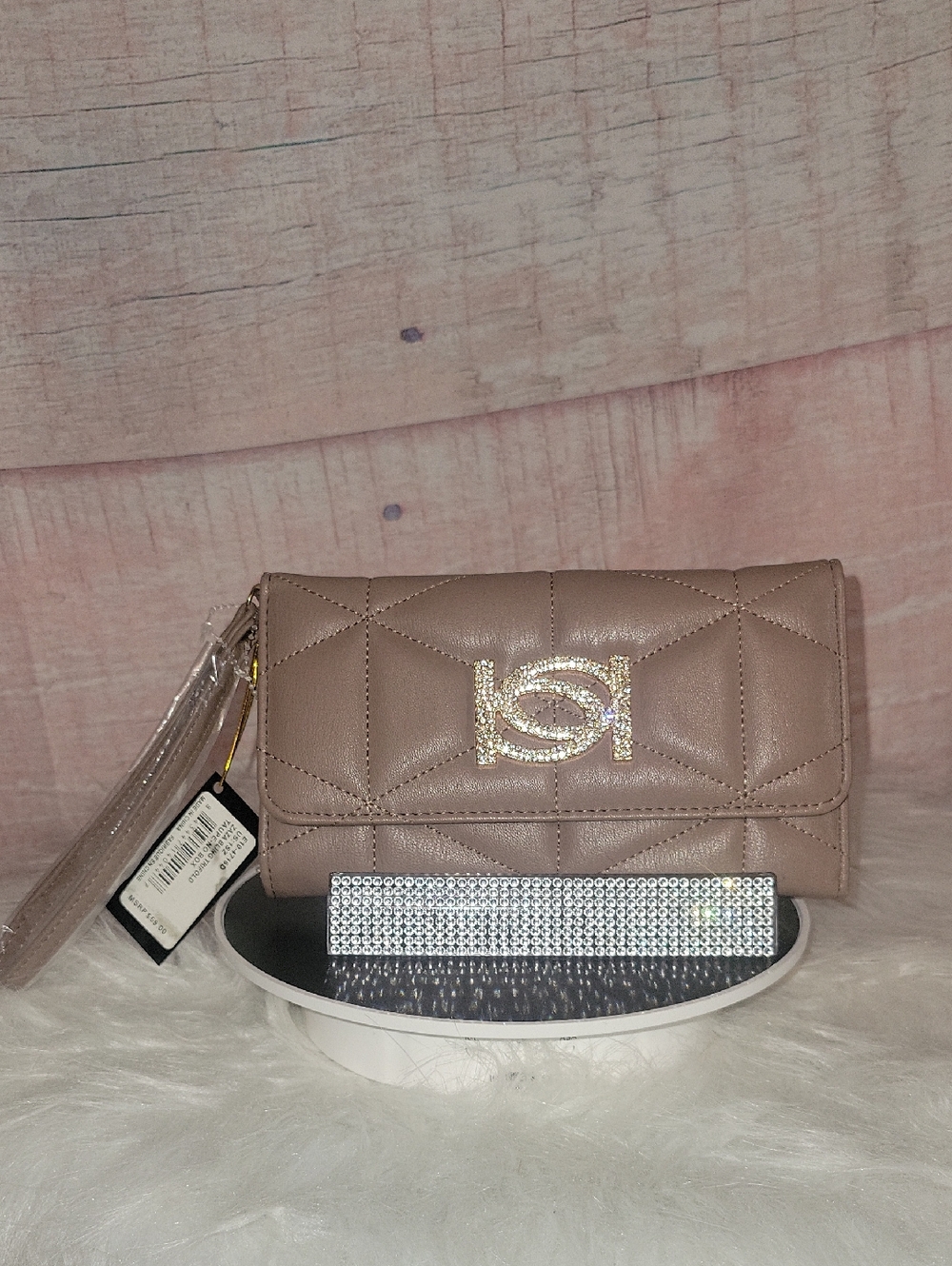 Bebe Taupe Wristlet